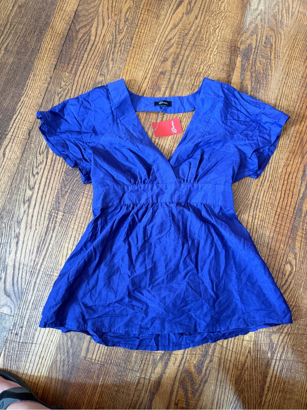 PURPLE Guess Blue V-Neck Top